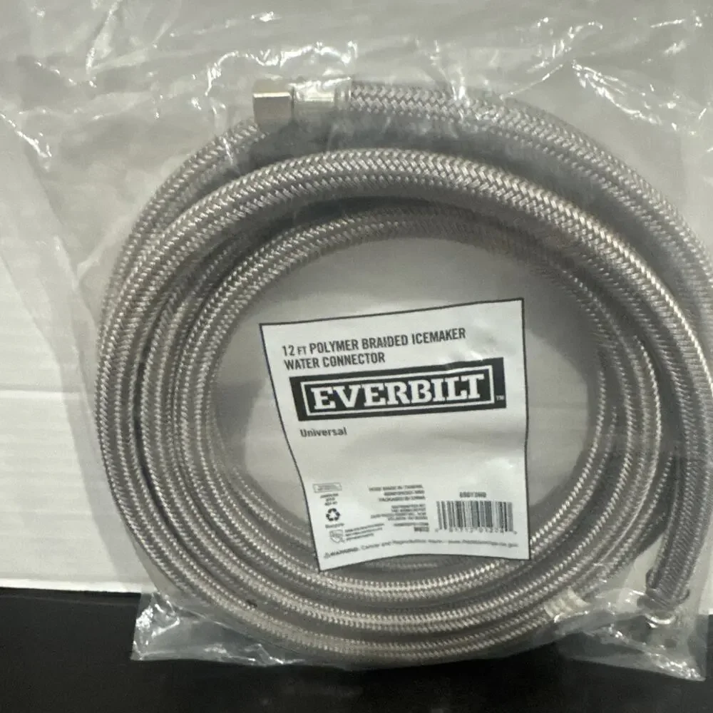 Everbilt 69013HD 12 Ft Polymer Braided Icemaker Water Connector Hose NEW